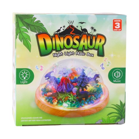 LEAN Toys Zestaw Kreatywny Terrarium z Dinozaurami Lampka Nocna Kopuła Dźwięki DIY