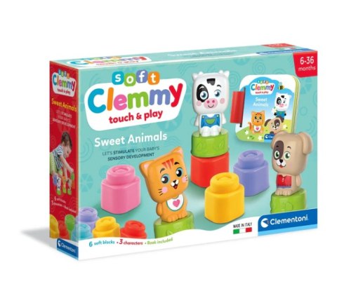 Clementoni Clemmy Słodkie Zwierzaki Kotek Piesek Krówka Klocki Książeczka Clementoni 17849