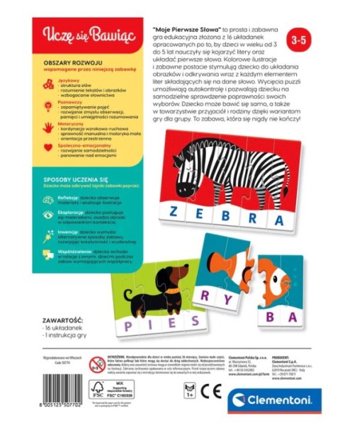Clementoni Gra edukacyjna Puzzle Moje Pierwsze Słowa Uczę się Bawiąc Język Polski Clementoni 50770