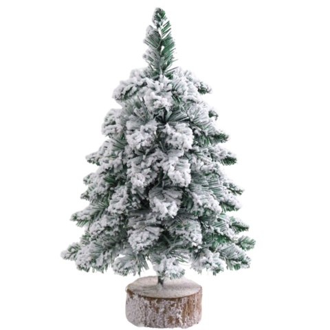 LEAN Choinka Ozdobna Dekoracyjna Sztuczna Na Pniu Pokryta Śniegiem 60 x 16 cm