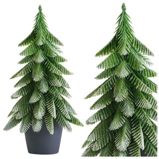 LEAN Choinka Ozdobna Dekoracyjna Sztuczna W Doniczce Srebrne Wykończenie 22 x 10 cm