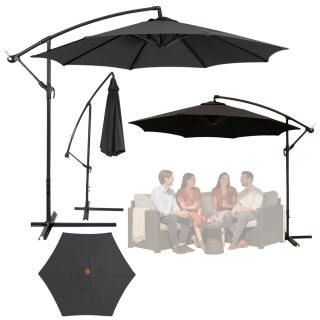 LEAN Parasol Ogrodowy Boczny Z Regulacją Pochyłu Pokrowiec 350 x 250cm Antracyt