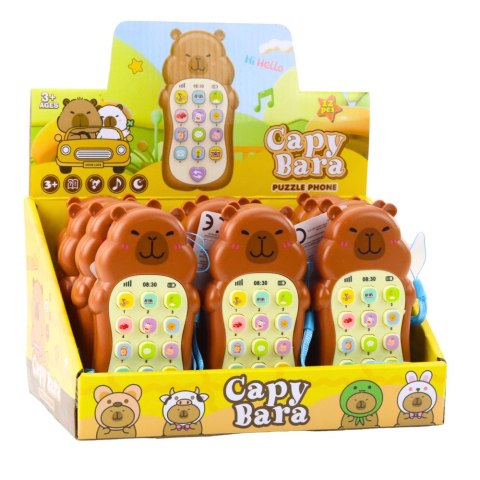 LEAN TOYS Dziecięcy Telefon Edukacyjny Światła Dźwięki Melodie Kapibara Brązowy