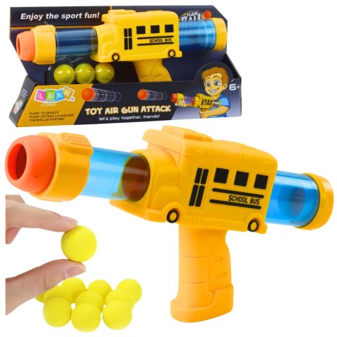 LEAN TOYS Pistolet Broń Na Miękkie Kulki Piankowe Autobus Szkolny Żółty 6 szt.
