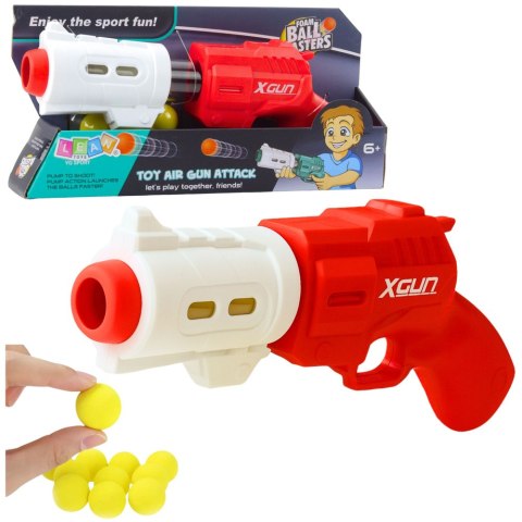 LEAN TOYS Pistolet Broń Na Miękkie Kulki Piankowe XGUN Czerwony 6 szt.