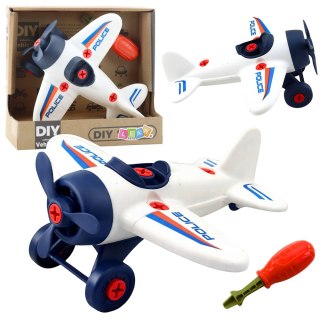 LEAN TOYS Zestaw Kreatywny DIY Samolot do Skręcania Policyjny Śrubokręt