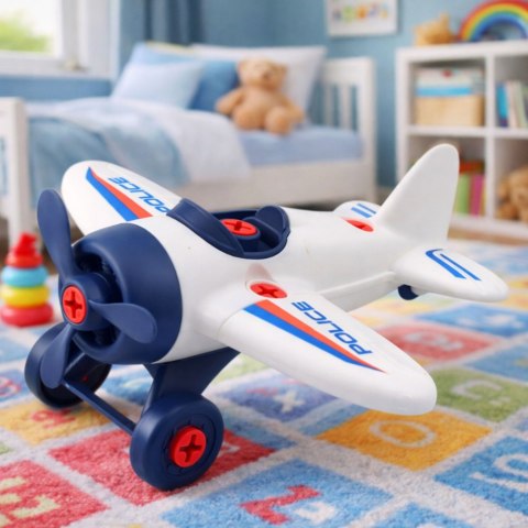 LEAN TOYS Zestaw Kreatywny DIY Samolot do Skręcania Policyjny Śrubokręt