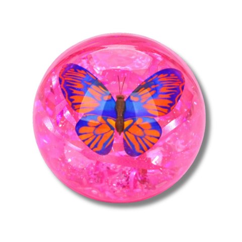 LEAN Toys Elastyczna Piłka Do Odbijania Z Kauczuku Konfetti Motyl Świeci Mix 9 cm