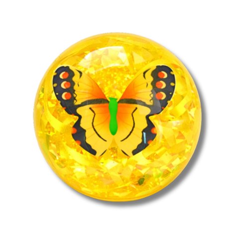 LEAN Toys Elastyczna Piłka Do Odbijania Z Kauczuku Konfetti Motyl Świeci Mix 9 cm