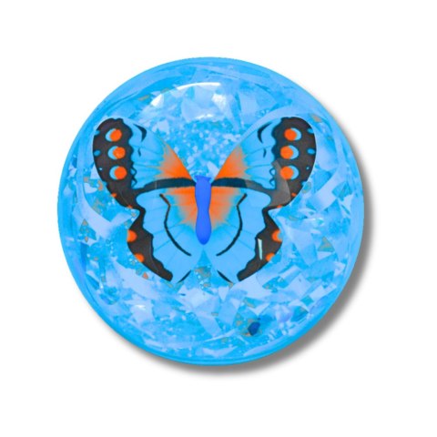 LEAN Toys Elastyczna Piłka Do Odbijania Z Kauczuku Konfetti Motyl Świeci Mix 9 cm
