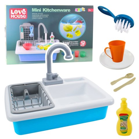 LEAN Toys Elektryczny Zlewozmywak Z Obiegiem Wody Zmiana Koloru Pod Ciepłą Wodą 12el.