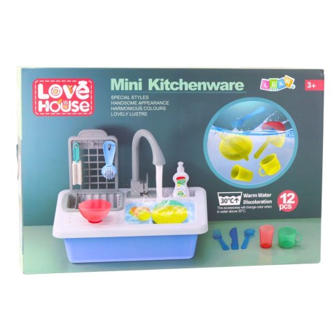 LEAN Toys Elektryczny Zlewozmywak Z Obiegiem Wody Zmiana Koloru Pod Ciepłą Wodą 12el.