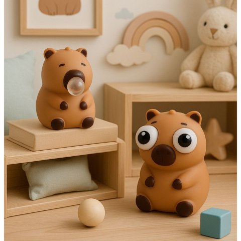 LEAN Toys Gniotek Kapibara Antystresowy Z Bańką Wyskakującymi Oczami Brązowy 8,5 cm