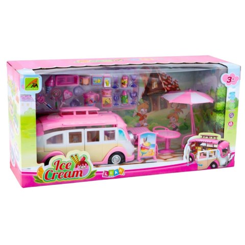LEAN Toys Kamper Lodziarnia Ica Cream Car Dla Lalek Rozkładany Różowy