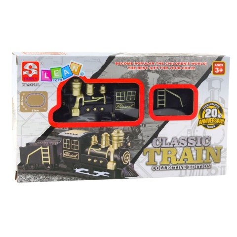 LEAN Toys Klasyczny Pociąg Lokomotywa Wagon Towarowy Tory 53 x 48,5 cm