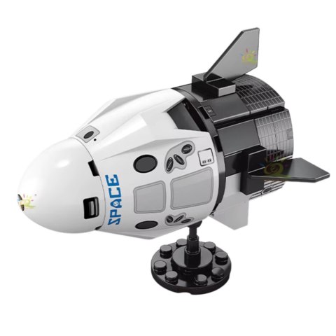 LEAN Toys Klocki Konstrukcyjne Biały Statek Kosmiczny Podstawka 88 el.