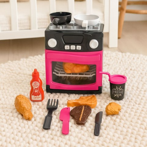 LEAN Toys Kuchenka Zabawkowa Z Piekarnikiem Jedzenie Światła Dźwięki Różowa