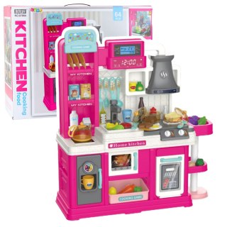LEAN Toys Kuchnia Dla Dzieci Obieg Wody Zmiana Koloru Żywności Para Różowa 64 el.