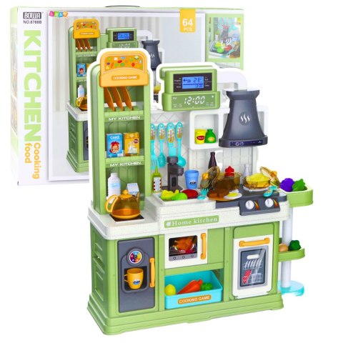 LEAN Toys Kuchnia Dla Dzieci Obieg Wody Zmiana Koloru Żywności Para Zielona 64 el.