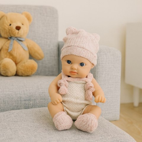 LEAN Toys Lalka Bobas Niemowlak Różowe Ubranko Czapeczka Śliniaczek 18 cm