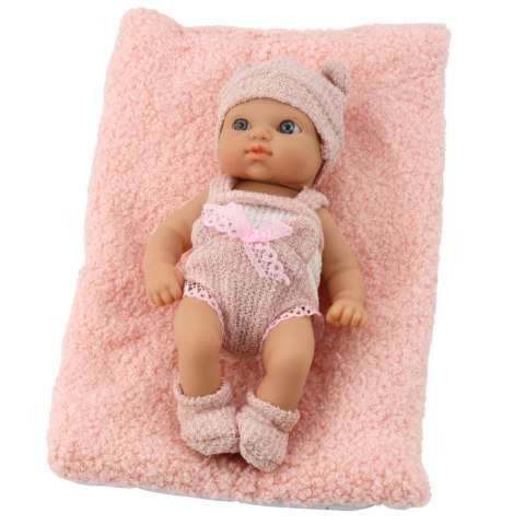 LEAN Toys Lalka Bobas Niemowlak Z Kocykiem Biało-Różowe Ubranko Czapeczka 18 cm