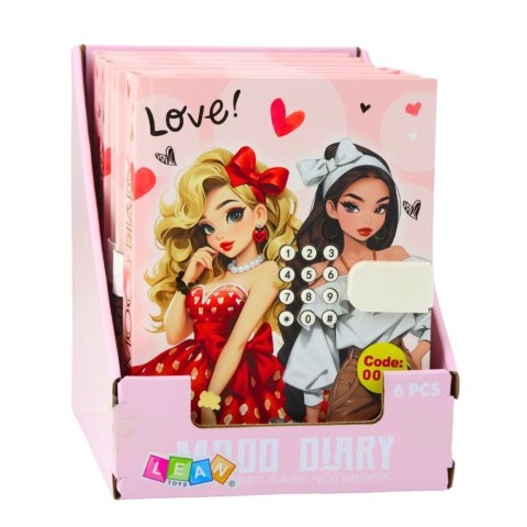 LEAN Toys Pamiętnik Notatnik Dziewczęcy Na Kod Melodie Kolorowe Strony Serduszka