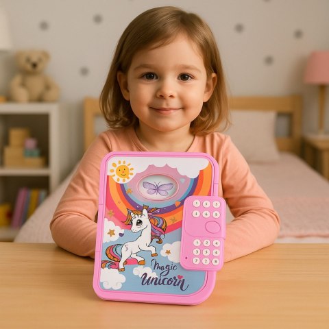 LEAN Toys Pamiętnik Notatnik Na Kod Jednorożec Nagrywanie Głosu Quiz Melodie Różowy