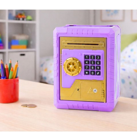 LEAN Toys Sejf Skarbonka Elektroniczna Na Kod PIN Dla Dzieci Fioletowy