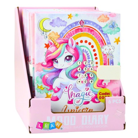 LEAN Toys Uroczy Pamiętnik Notatnik Na Kod Jednorożec Melodie Kolorowe Strony