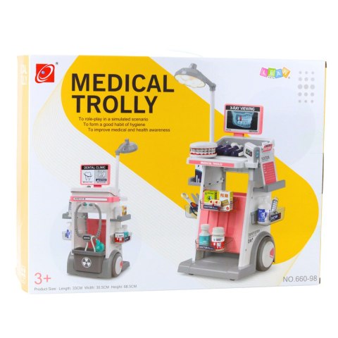 LEAN Toys Zestaw Doktor Dentysta Wózek Medyczny Światła Różowy 26 el.