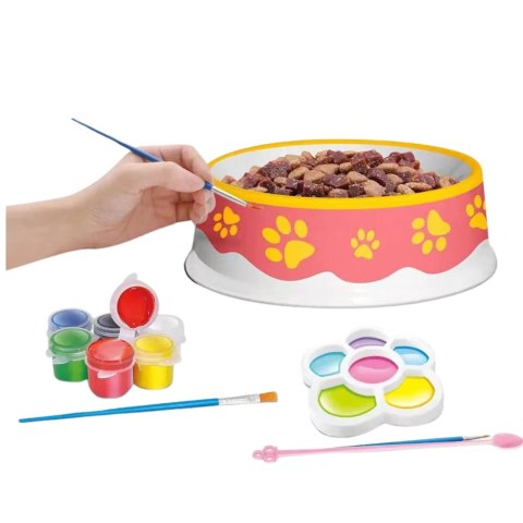 LEAN Toys Zestaw Kreatywny Miska Dla Kota Do Malowania Farbki Pędzelki DIY 6 el.
