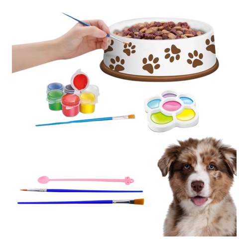 LEAN Toys Zestaw Kreatywny Miska Dla Psa Do Malowania Farbki Pędzelki DIY 6 el.