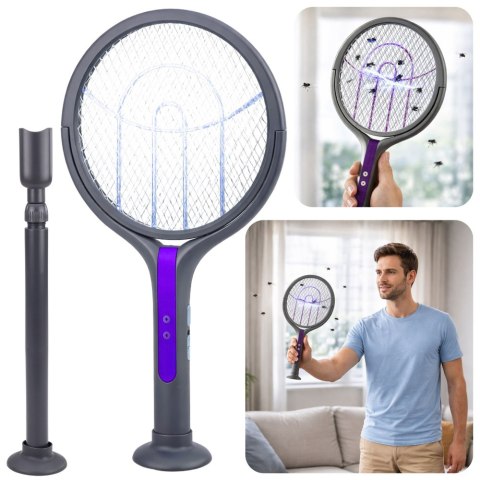 LEAN Rakieta Owadobójcza Elektryczna Teleskopowa 2w1 Lampa Na Muchy Komary