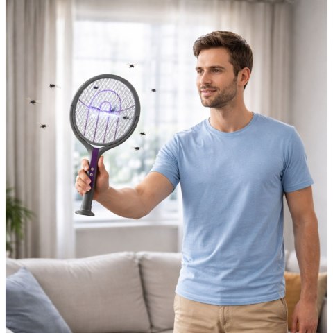 LEAN Rakieta Owadobójcza Elektryczna Teleskopowa 2w1 Lampa Na Muchy Komary