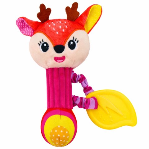 LEAN TOYS Pluszowa Grzechotka Jelonek Z Gryzakiem i Piszczałką Dla Niemowląt