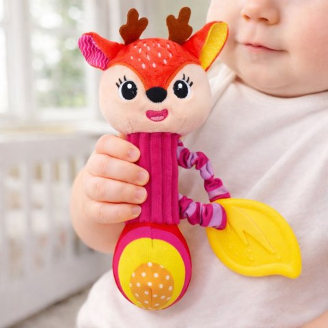 LEAN TOYS Pluszowa Grzechotka Jelonek Z Gryzakiem i Piszczałką Dla Niemowląt