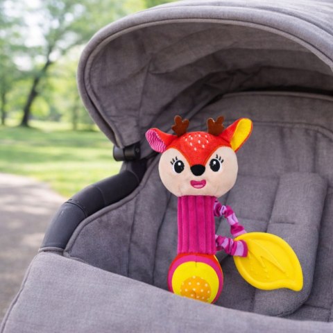 LEAN TOYS Pluszowa Grzechotka Jelonek Z Gryzakiem i Piszczałką Dla Niemowląt