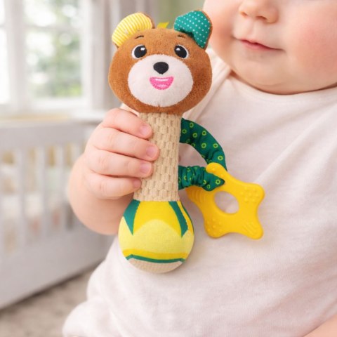 LEAN TOYS Pluszowa Grzechotka Miś Z Gryzakiem i Piszczałką Dla Niemowląt