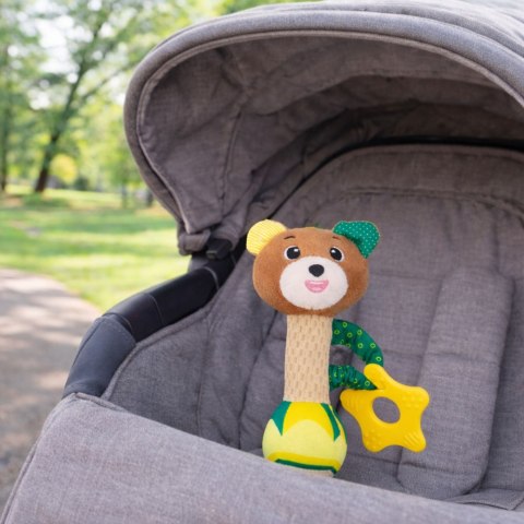 LEAN TOYS Pluszowa Grzechotka Miś Z Gryzakiem i Piszczałką Dla Niemowląt