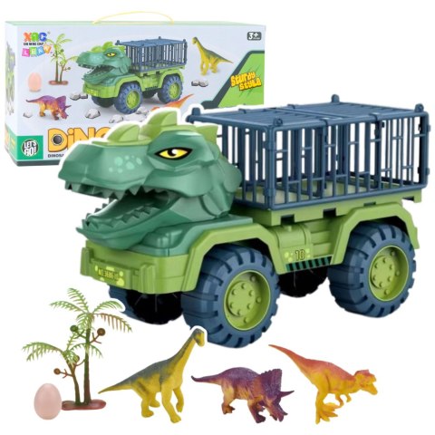 LEAN Toys Auto Transporter Ciężarówka Dinozaury Figurki Zielony 15 szt.