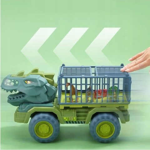 LEAN Toys Auto Transporter Ciężarówka Dinozaury Figurki Zielony 15 szt.