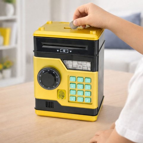 LEAN Toys Bankomat Sejf Elektroniczny Skarbonka Światła Dźwięki Kod PIN Złoty