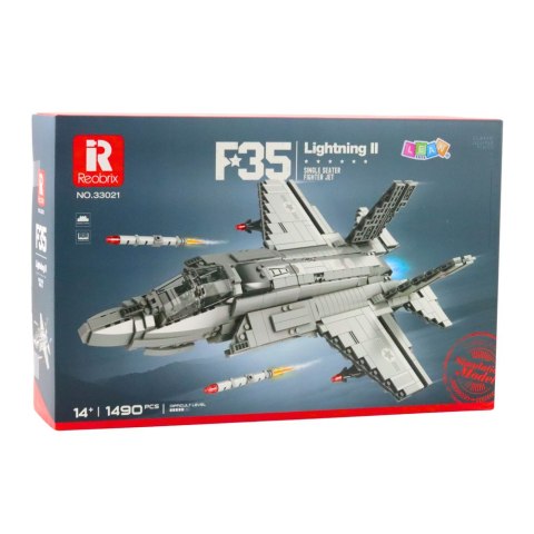 LEAN Toys Klocki konstrukcyjne Samolot Myśliwski F-35 Lightning II Szary 1490 el.