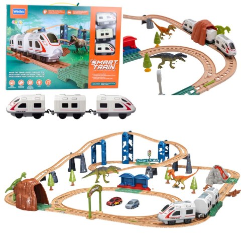 LEAN Toys Kolejka Elektryczna Interaktywna Pociąg Wagony Tunel Wulkan Dinozaury 95 cm