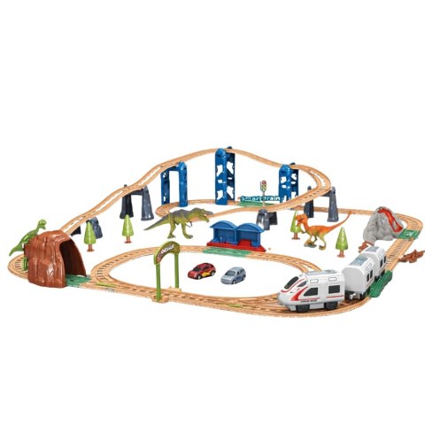 LEAN Toys Kolejka Elektryczna Interaktywna Pociąg Wagony Tunel Wulkan Dinozaury 95 cm