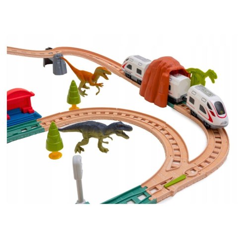 LEAN Toys Kolejka Elektryczna Interaktywna Pociąg Wagony Tunel Wulkan Dinozaury 95 cm