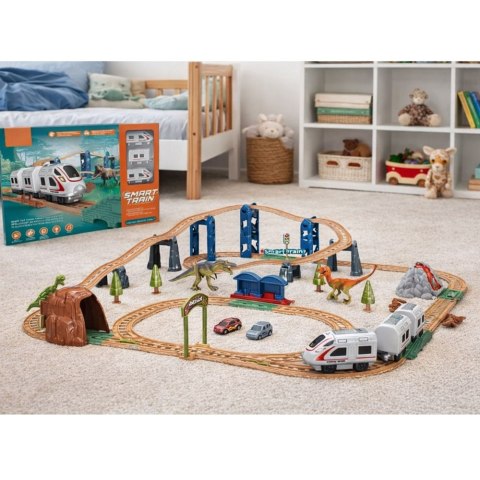 LEAN Toys Kolejka Elektryczna Interaktywna Pociąg Wagony Tunel Wulkan Dinozaury 95 cm