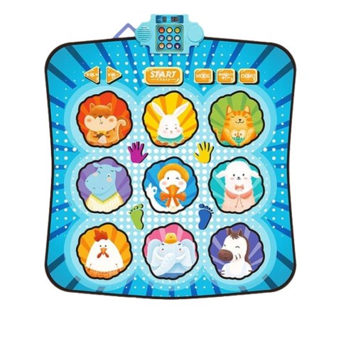 LEAN Toys Mata Taneczna Interaktywna Zwierzęta Światła LED Muzyka Niebieska