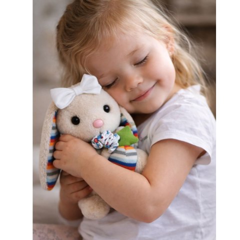 LEAN Toys Miękki Pluszowy Króliczek Pozytywka Przytulanka Maskotka Beżowy