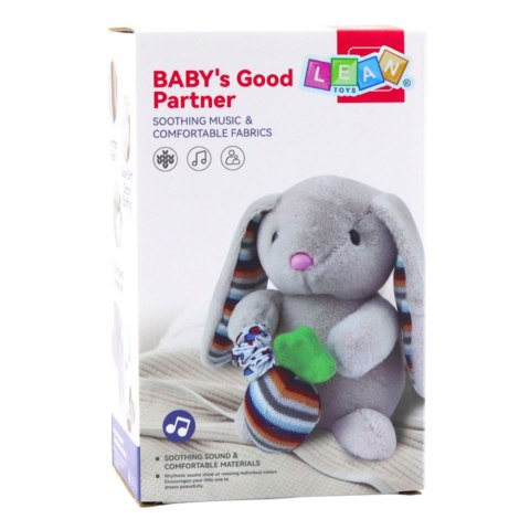 LEAN Toys Miękki Pluszowy Króliczek Pozytywka Przytulanka Maskotka Beżowy